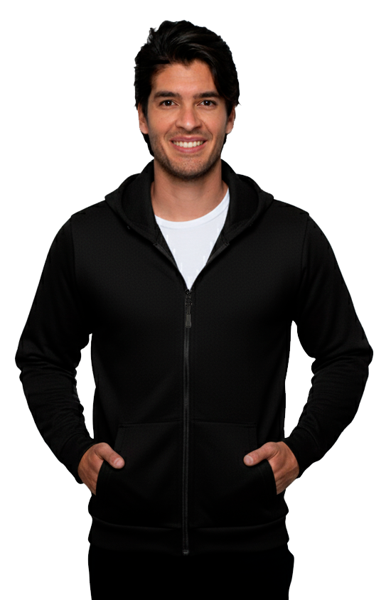 SUDADERA CON ZIPPER B&W